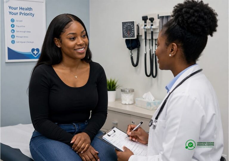 The Importance of Regular Health Check-Ups: How Prevention Can Save Your Life Smiling patient sitting on an exam table talking with a doctor taking notes during a check-up.